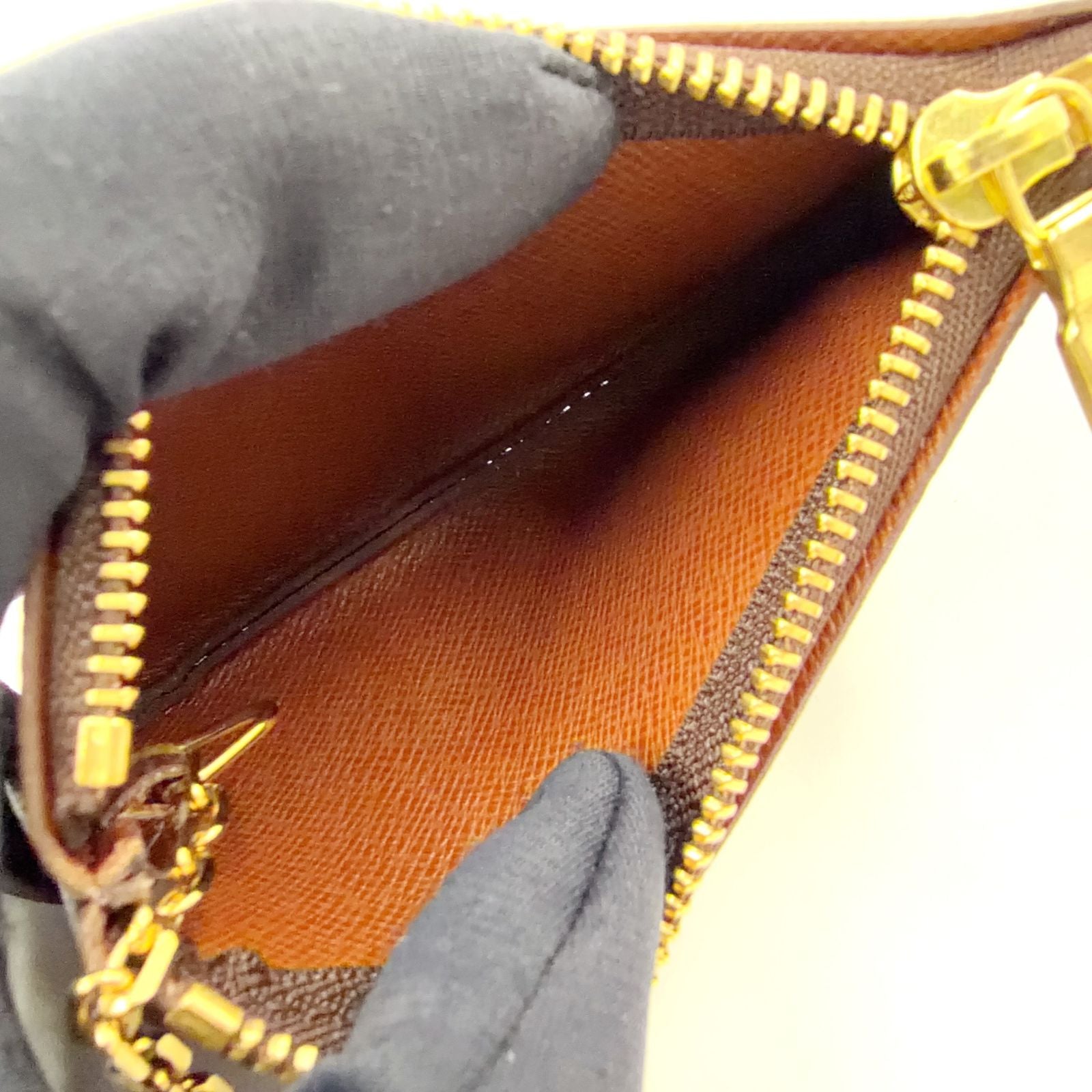 Louis Vuitton Pochette Cles Monogram Brown Coin Case Gold — view 3