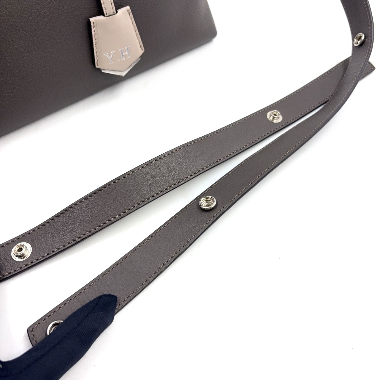 Fendi by the Way 2-Way Shoulder with Initials Leather Gray Black Light Beige — view 9