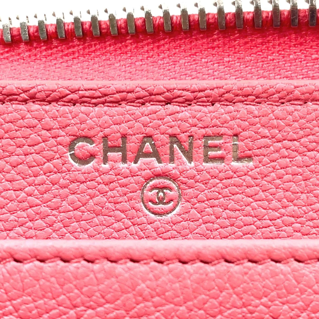 Chanel Lucky Crowbar Zip Around Leather Pink Wallet Gold — view 3