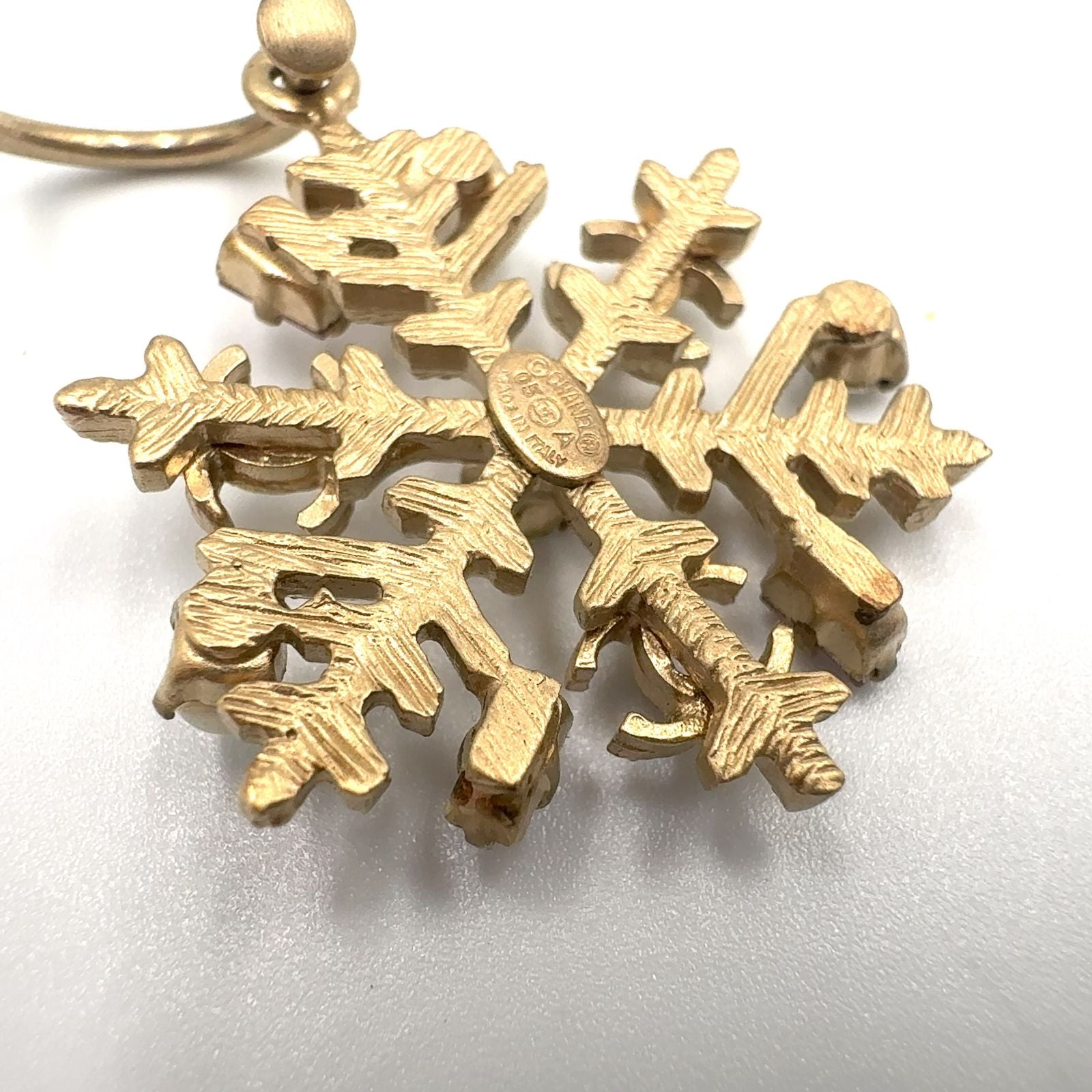 Chanel CC Logo Snowflake Faux Pearl Color Stone Clear Gold White Earrings — view 9