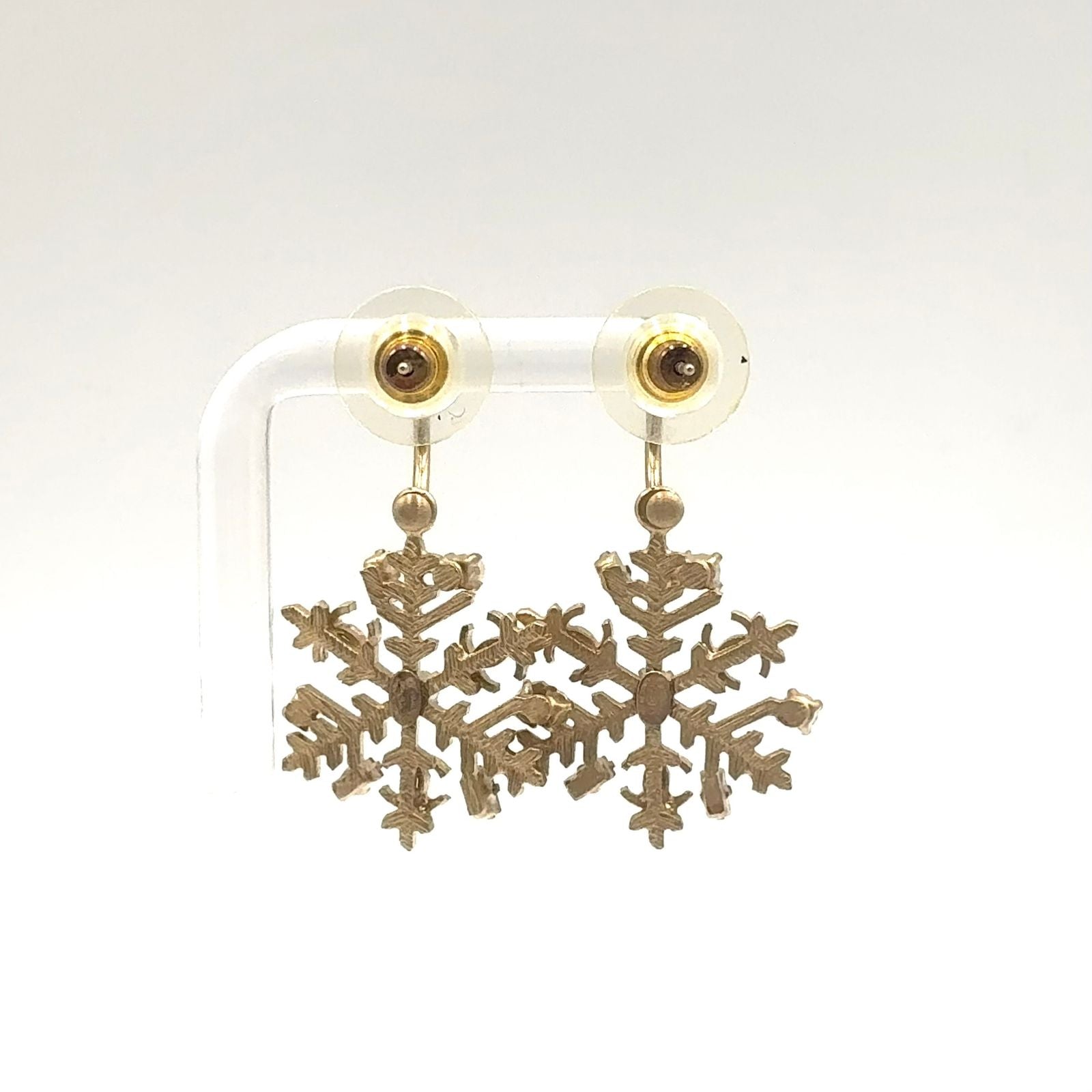 Chanel CC Logo Snowflake Faux Pearl Color Stone Clear Gold White Earrings — view 3