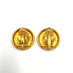 Chanel CC Logo Round Gold Plated Earrings — view 3