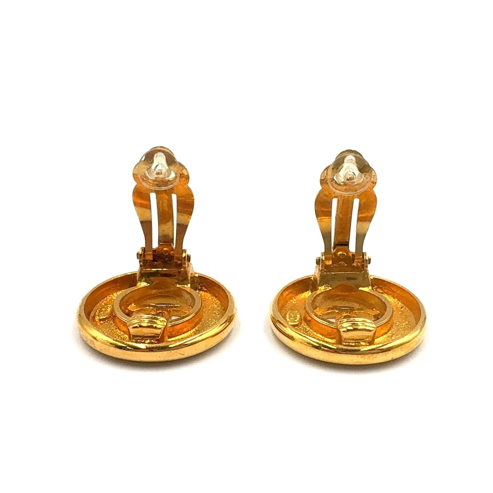 Chanel CC Logo Round Gold Plated Earrings — view 5