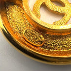 Chanel CC Logo Round Gold Plated Earrings — view 4