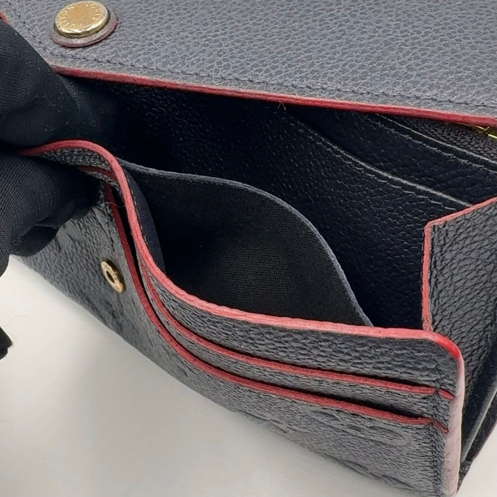 Louis Vuitton Portefeuille Sarah Monogram Empreinte Leather Navy Wallet Gold — view 9
