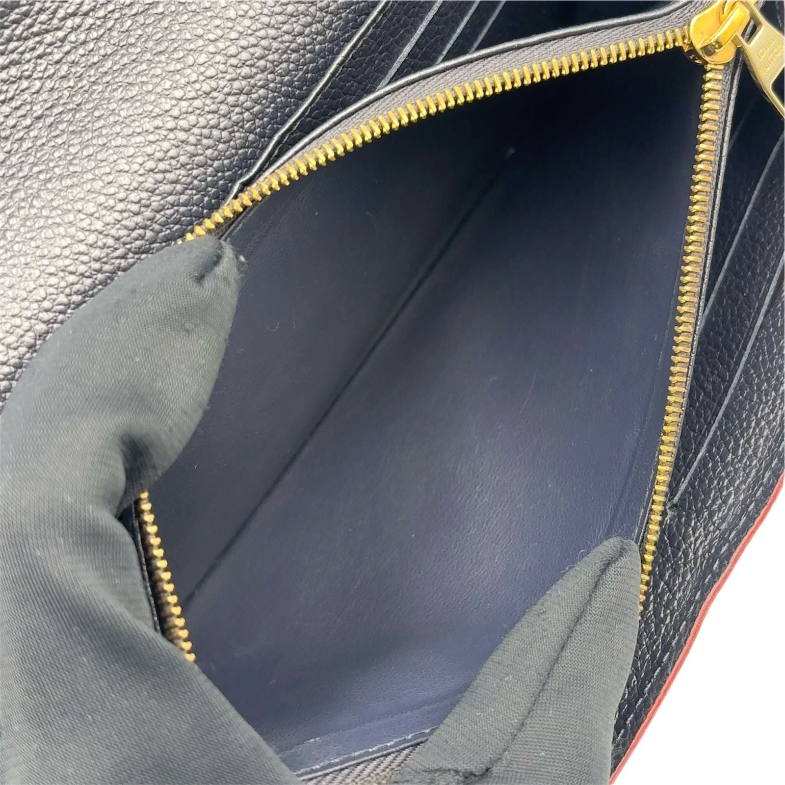 Louis Vuitton Portefeuille Sarah Monogram Empreinte Leather Navy Wallet Gold — view 7