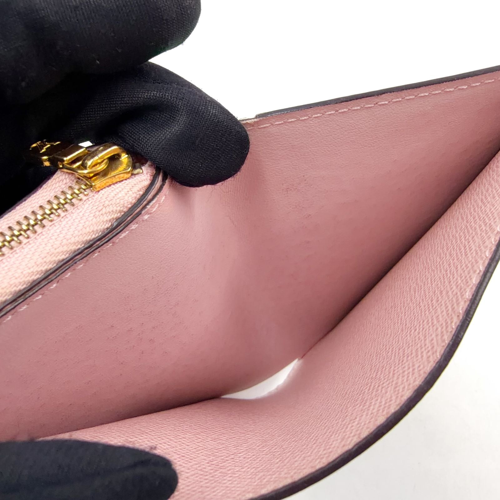 Louis Vuitton Portefeuille Lou Leather Brown Light Pink Bifold Wallet Gold — view 8