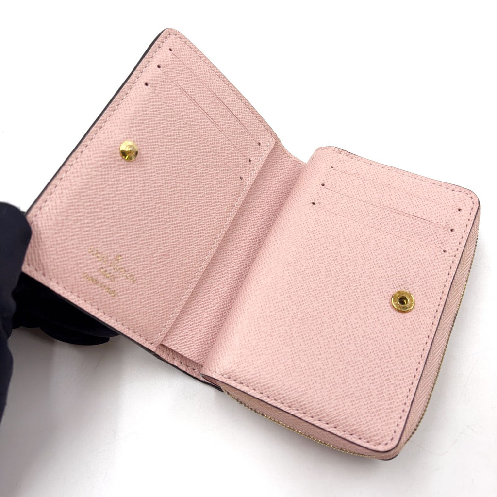 Louis Vuitton Portefeuille Lou Leather Brown Light Pink Bifold Wallet Gold — view 3