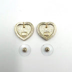 Chanel CC Logo Rhinestone Heart Color Stone Resin Clear Gold Black Earrings — view 5