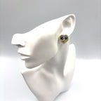 Chanel CC Logo Rhinestone Heart Color Stone Resin Clear Gold Black Earrings — view 8