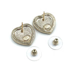 Chanel CC Logo Rhinestone Heart Color Stone Resin Clear Gold Black Earrings — view 5