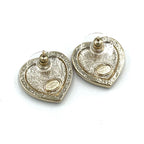 Chanel CC Logo Rhinestone Heart Color Stone Resin Clear Gold Black Earrings — view 4