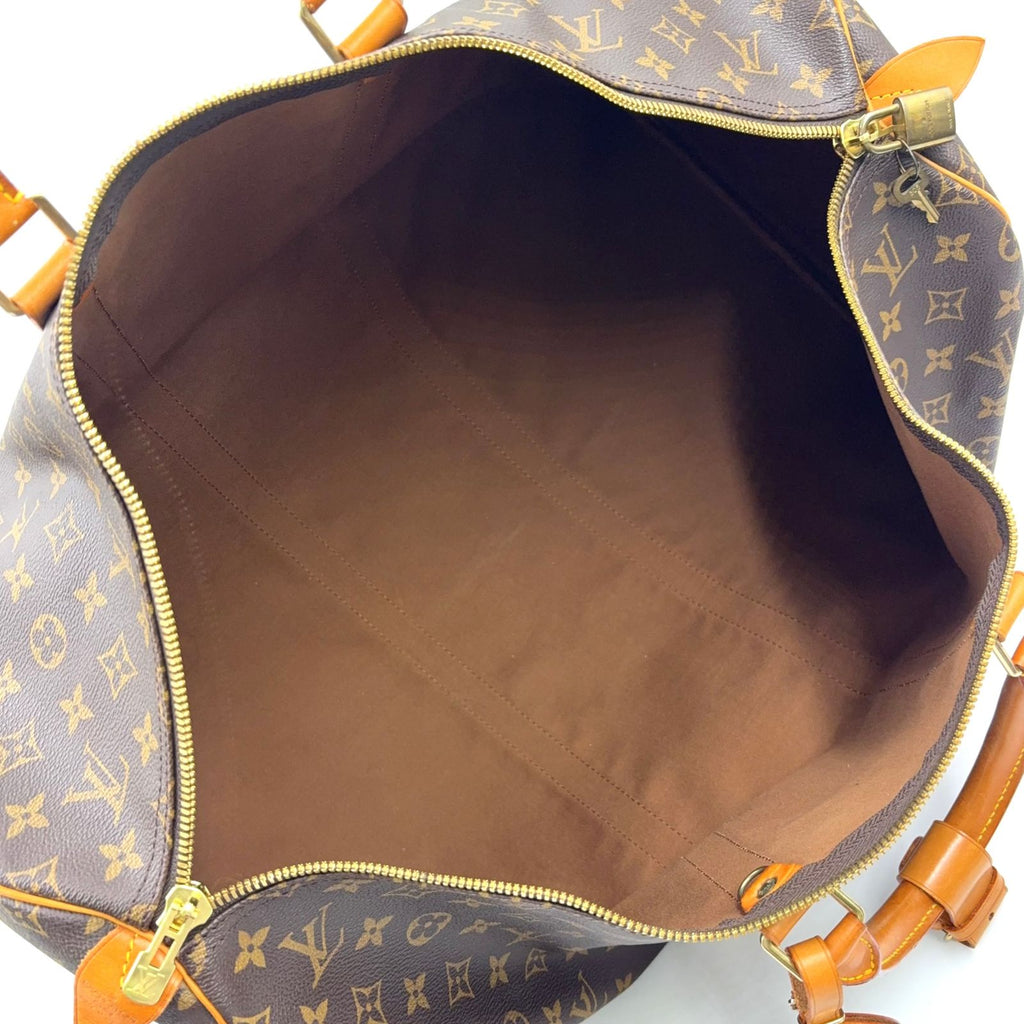 Louis Vuitton Keepall 55 Monogram Leather Brown Light Boston Bag Gold — view 3