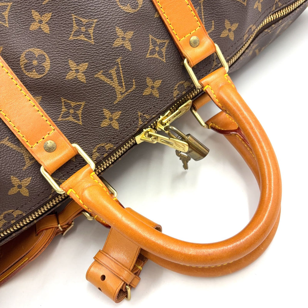 Louis Vuitton Keepall 55 Monogram Leather Brown Light Boston Bag Gold — view 7