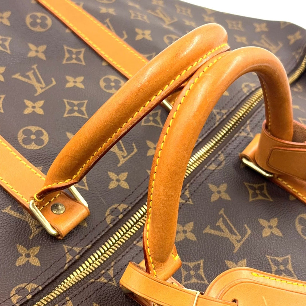 Louis Vuitton Keepall 55 Monogram Leather Brown Light Boston Bag Gold — view 8