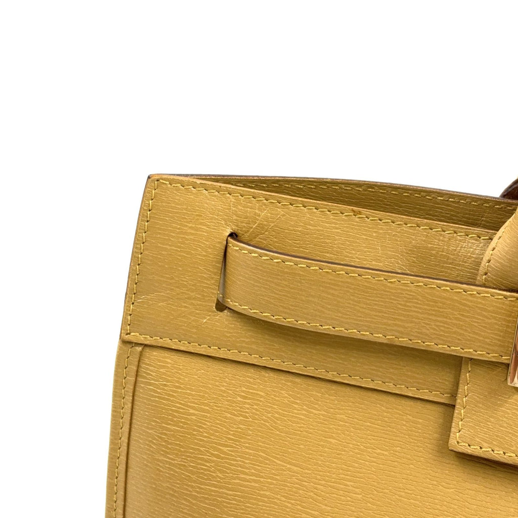 Gucci Belt Motif Business Leather Yellow Brown Tote Gold — view 7