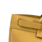 Gucci Belt Motif Business Leather Yellow Brown Tote Gold — view 7