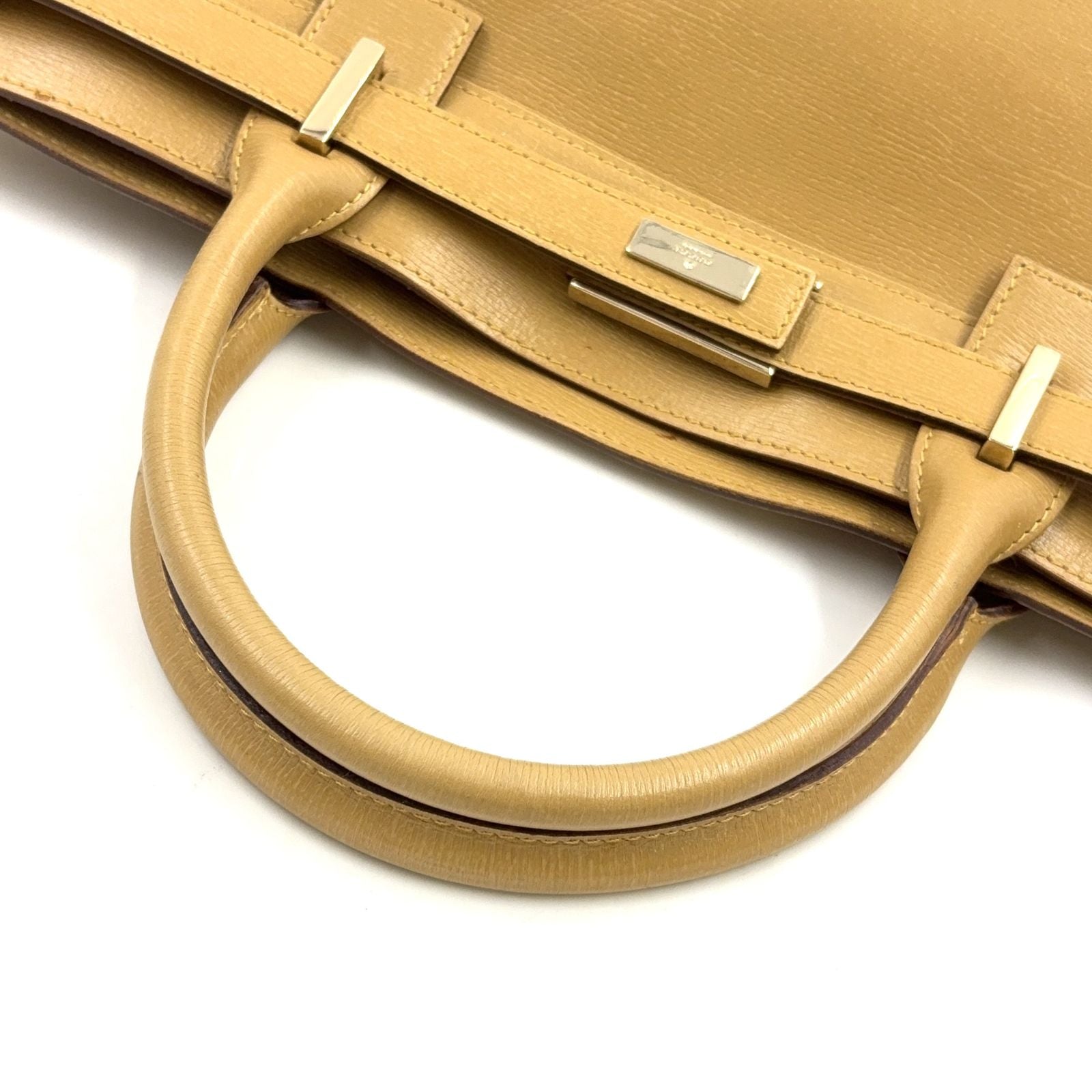 Gucci Belt Motif Business Leather Yellow Brown Tote Gold — view 5