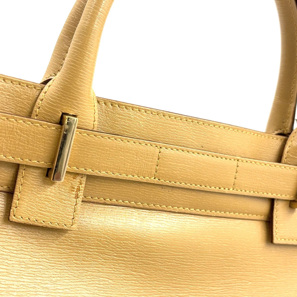 Gucci Belt Motif Business Leather Yellow Brown Tote Gold — view 6