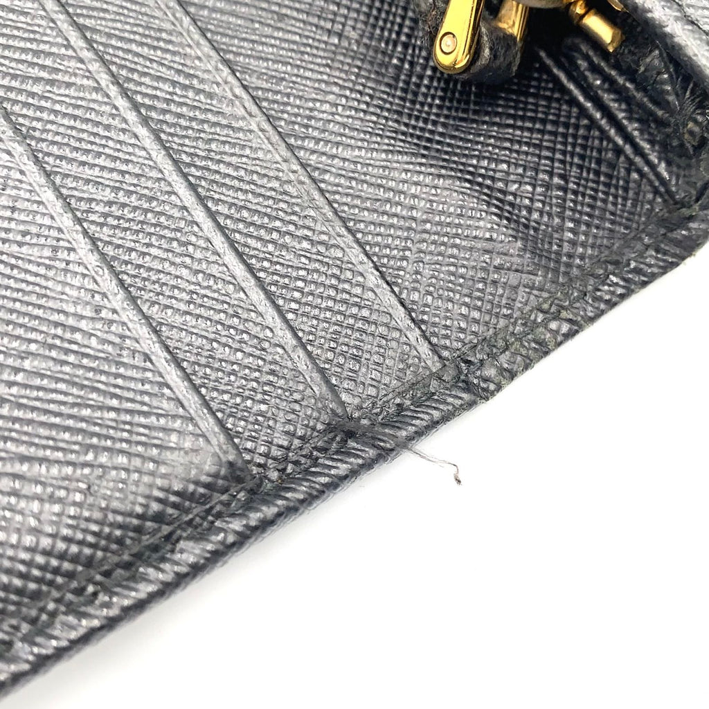 Prada Saffiano Metal Bifold Wallet Leather Black Gold — view 8