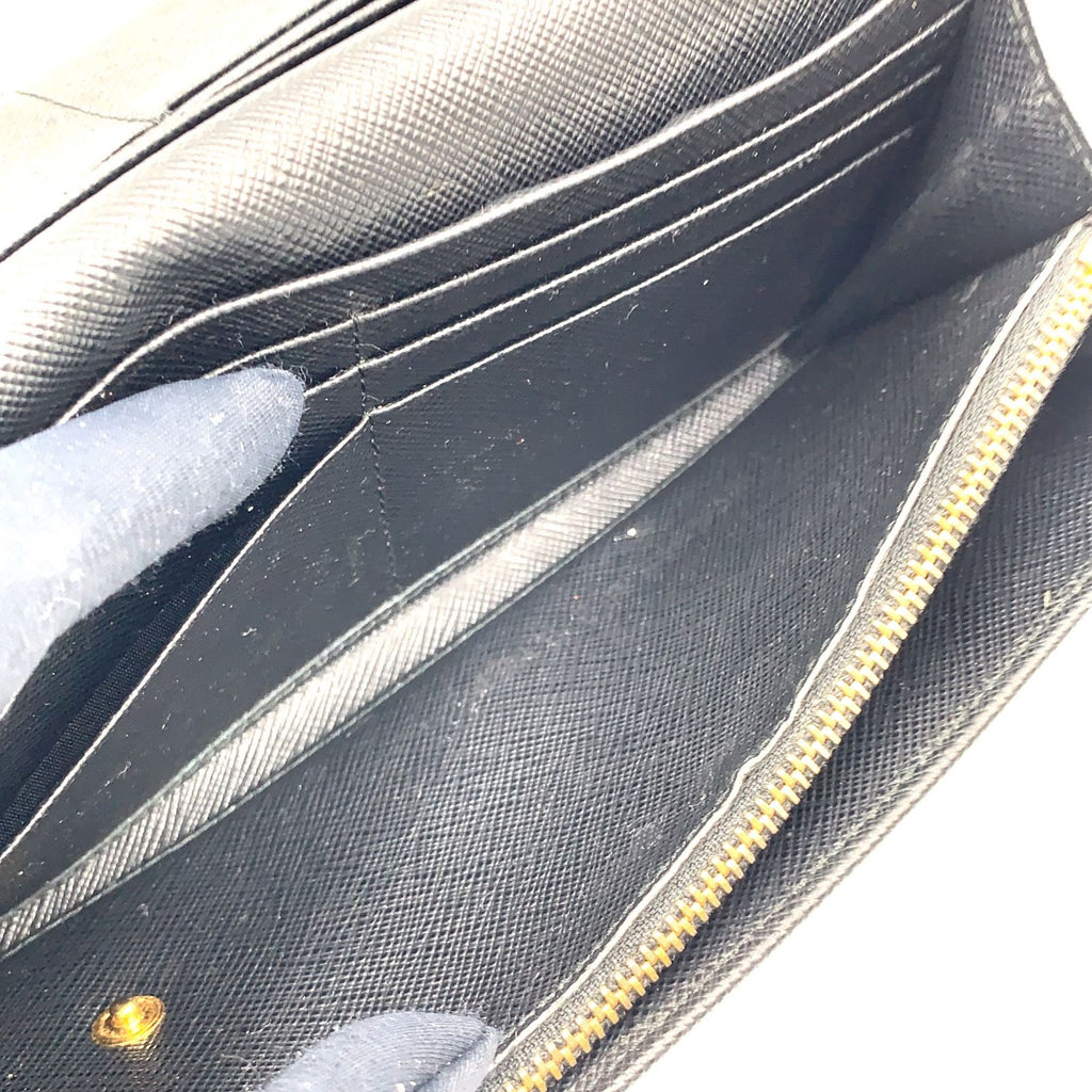 Prada Saffiano Metal Bifold Wallet Leather Black Gold — view 6