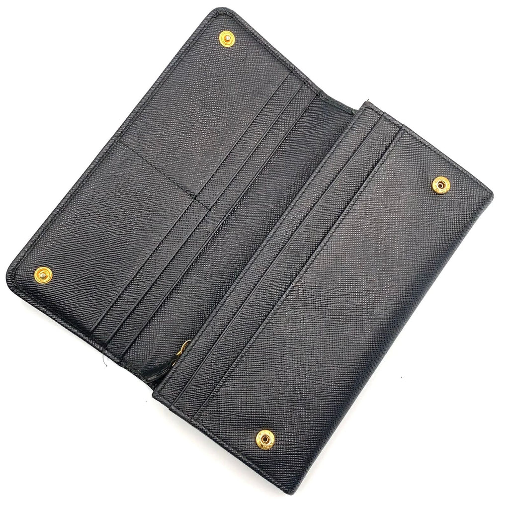 Prada Saffiano Metal Bifold Wallet Leather Black Gold — view 3