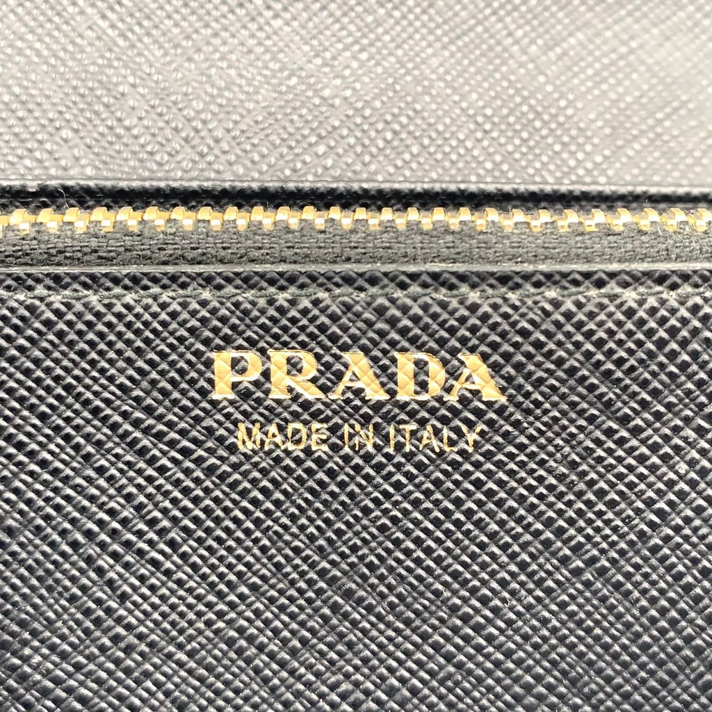 Prada Saffiano Metal Bifold Wallet Leather Black Gold — view 4