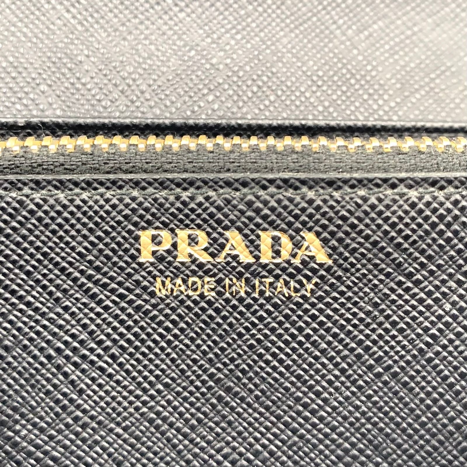 Prada Saffiano Metal Bifold Wallet Leather Black Gold — view 4