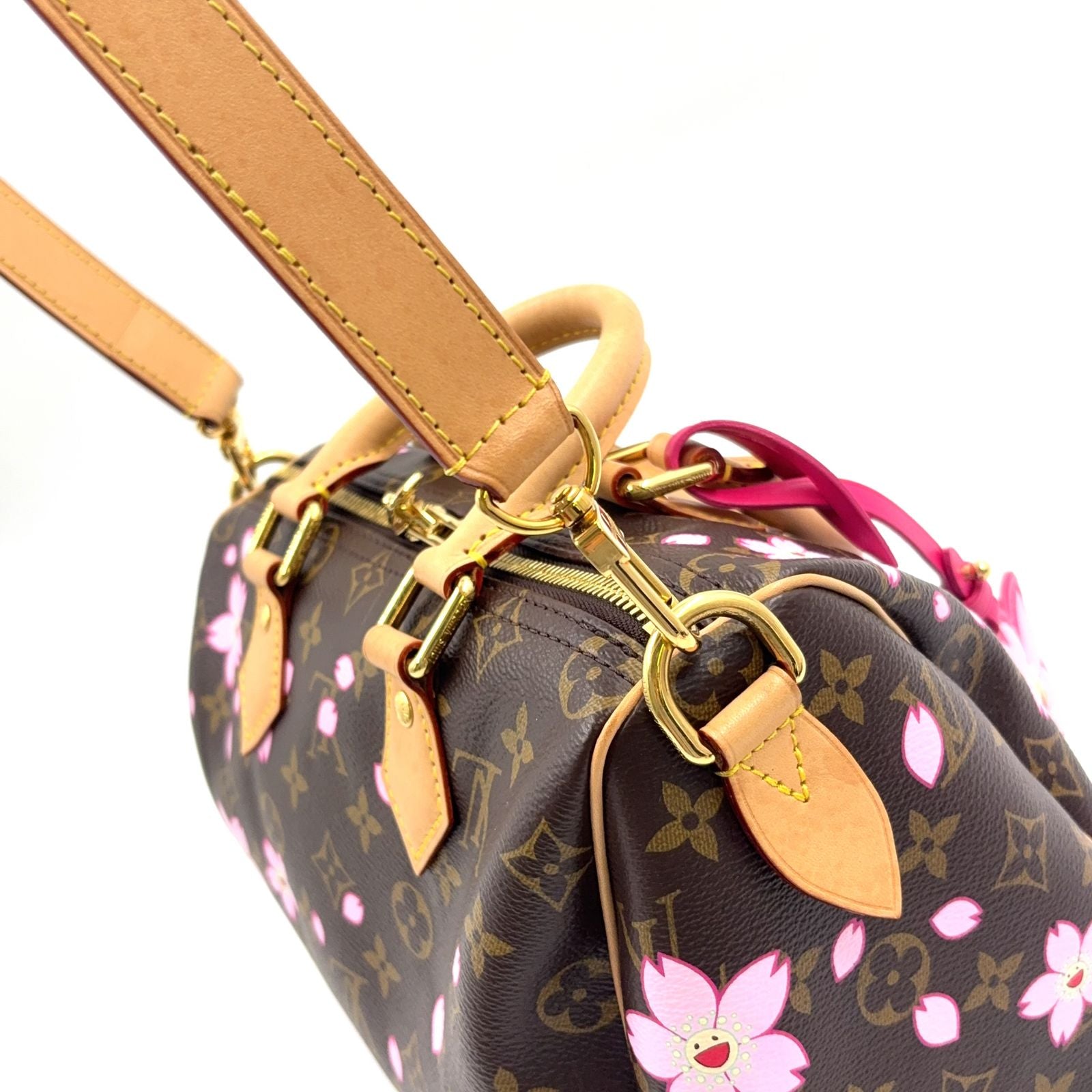 Louis Vuitton Monogram Speedy Bandouliere 25 Cherry Blossom Leather Pink Brown — view 6