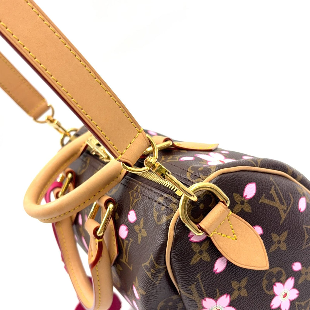 Louis Vuitton Monogram Speedy Bandouliere 25 Cherry Blossom Leather Pink Brown — view 7