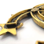 Chanel CC Logo Star Motif Color Stone Clear Gold Black Brooch — view 9