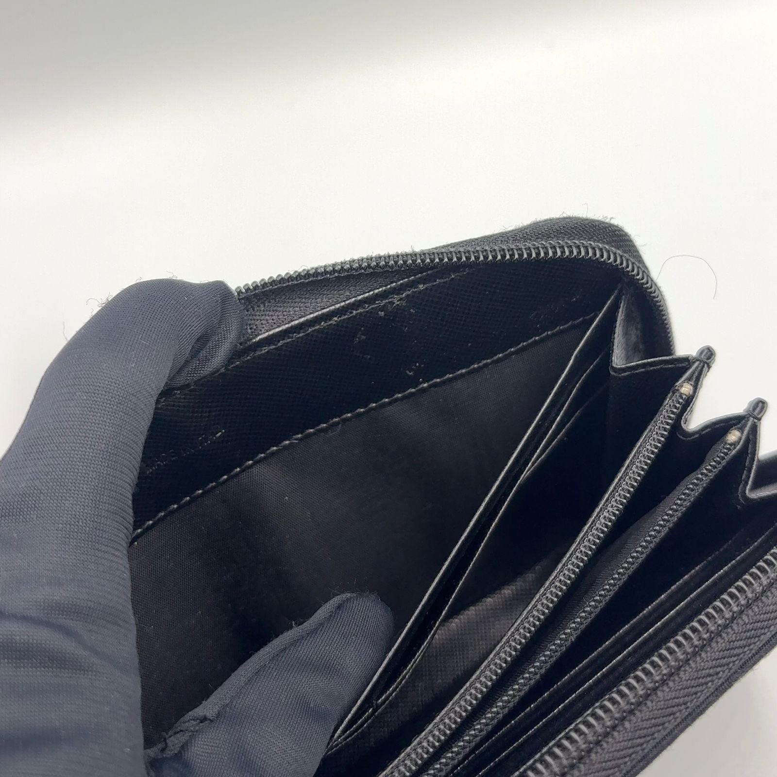 Prada Zip Around Nylon Black Wallet Silver — view 7