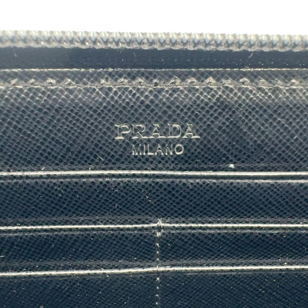 Prada Zip Around Nylon Black Wallet Silver — view 4