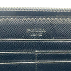 Prada Zip Around Nylon Black Wallet Silver — view 4
