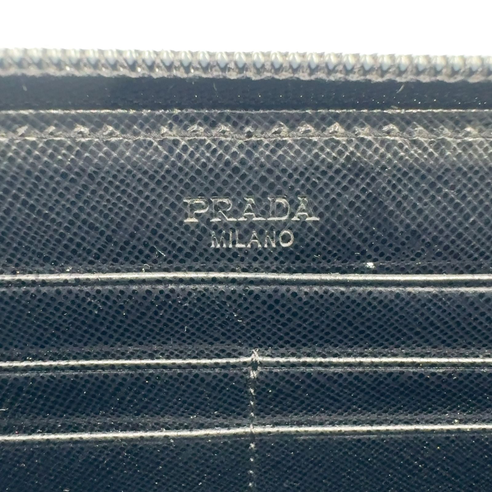 Prada Zip Around Nylon Black Wallet Silver — view 4