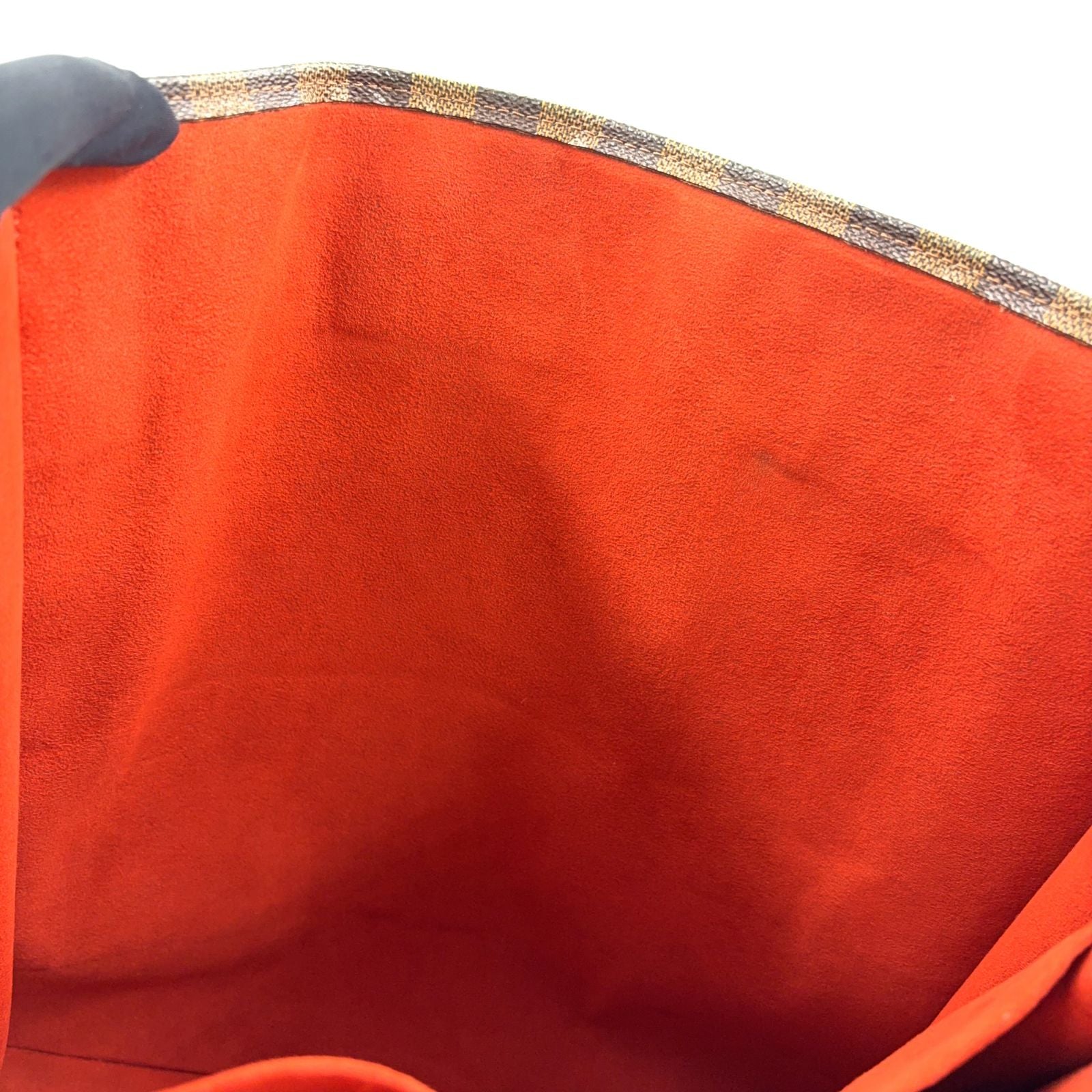 Louis Vuitton Sac Plat Damier Ebene Leather Brown Tote Gold — view 8