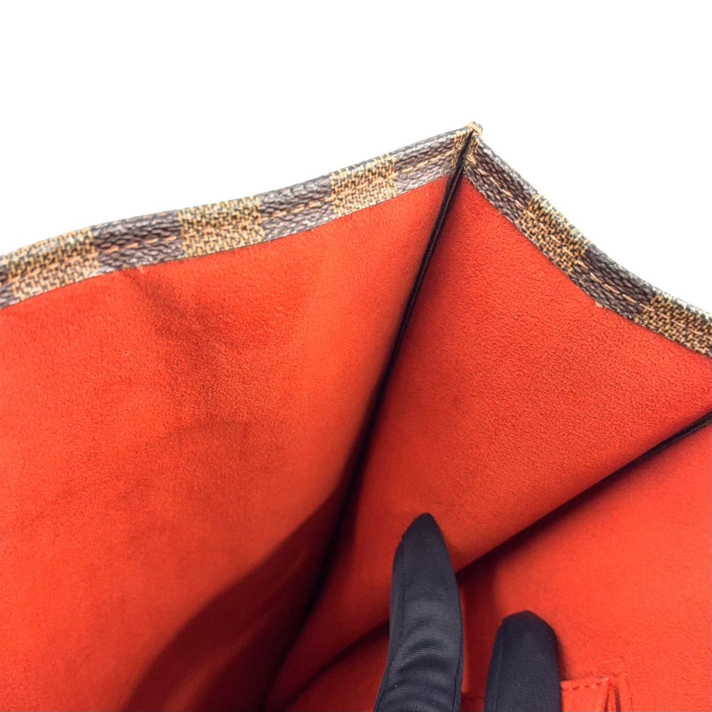 Louis Vuitton Sac Plat Damier Ebene Leather Brown Tote Gold — view 7