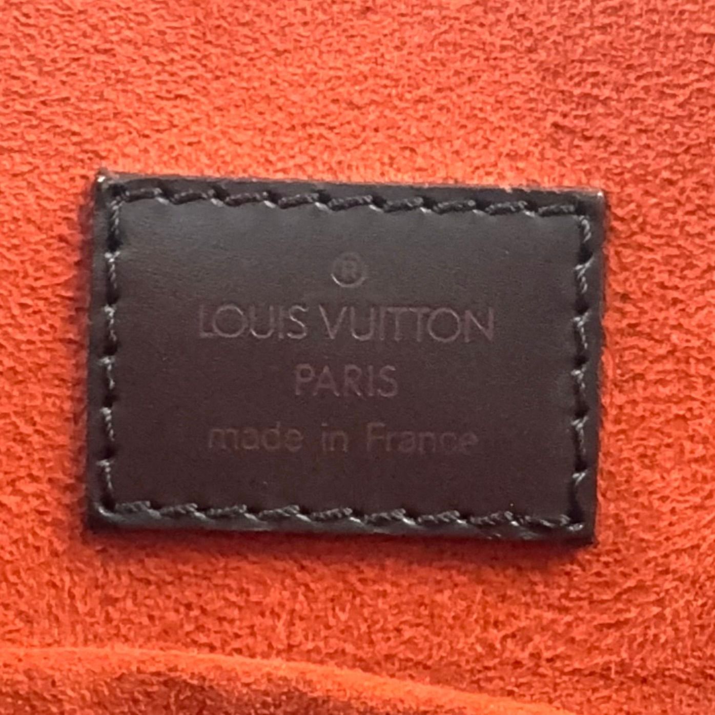 Louis Vuitton Sac Plat Damier Ebene Leather Brown Tote Gold — view 4