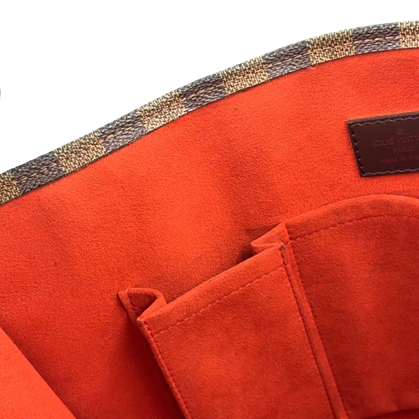 Louis Vuitton Sac Plat Damier Ebene Leather Brown Tote Gold — view 6