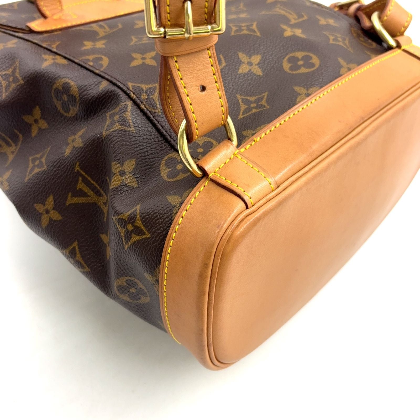 Louis Vuitton Montsouris Monogram Leather Brown Light Backpack Gold — view 9