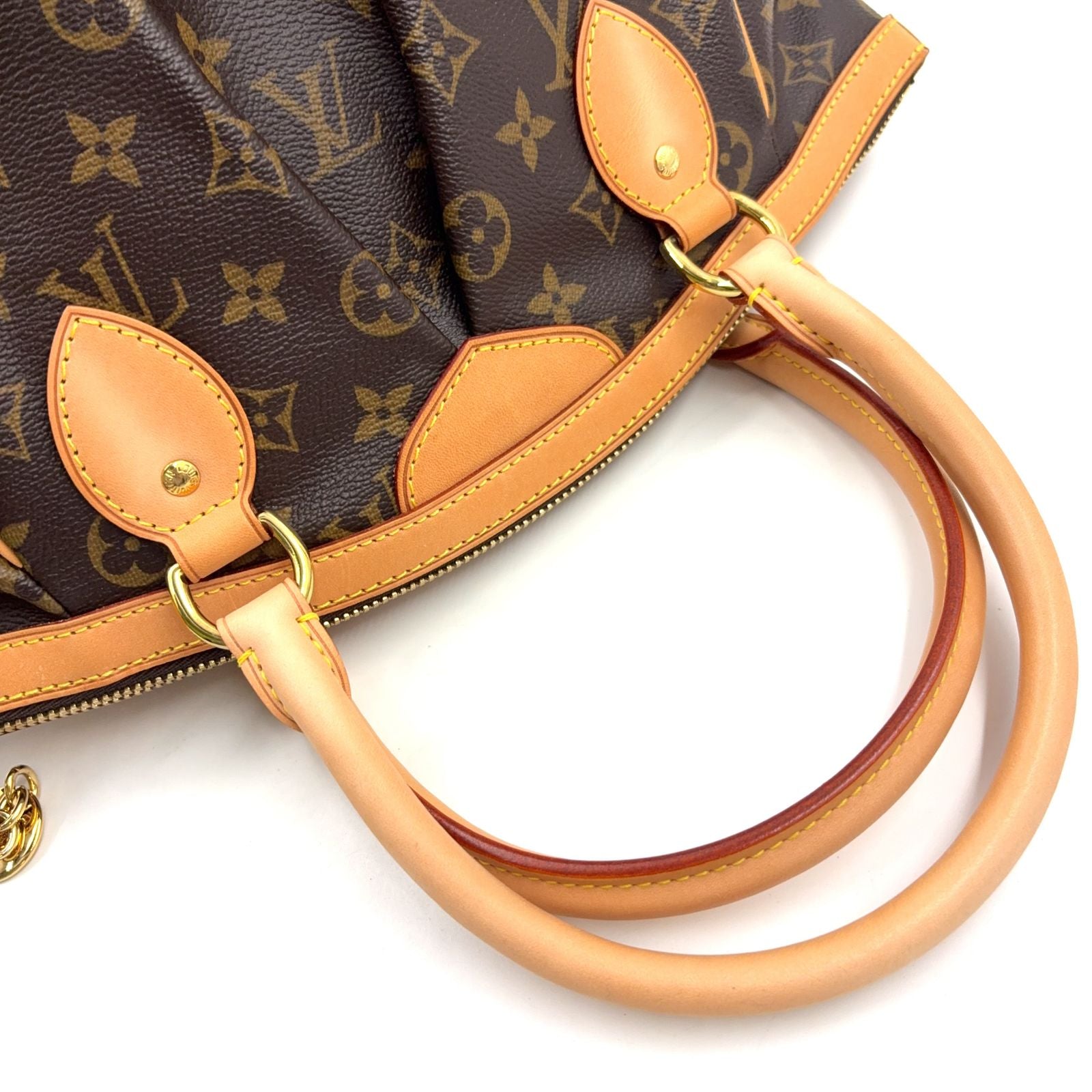 Louis Vuitton Tivoli PM Monogram Leather Brown Light Handbag Gold — view 7