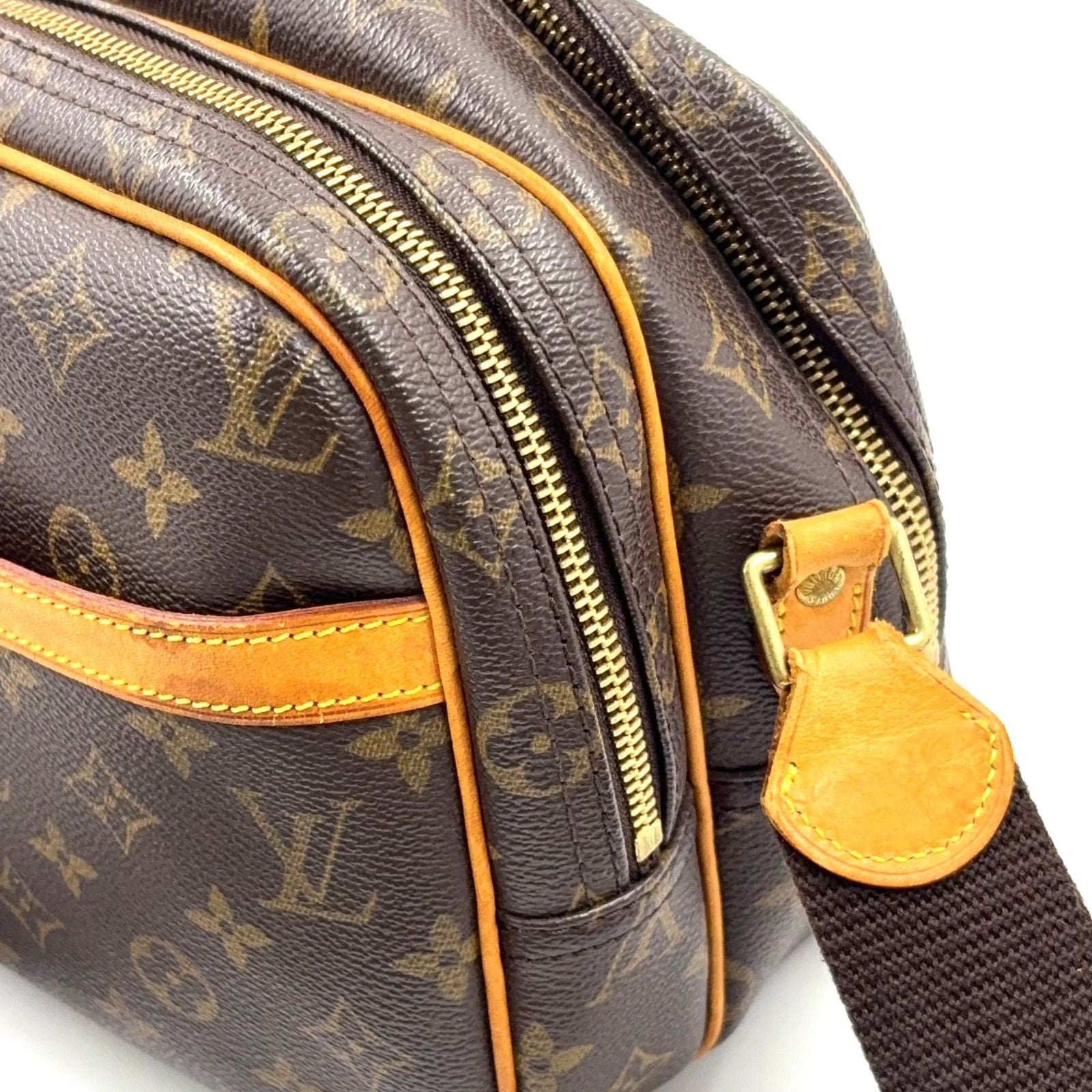 Louis Vuitton Reporter PM Monogram Leather Brown Light Shoulder Bag Gold — view 7