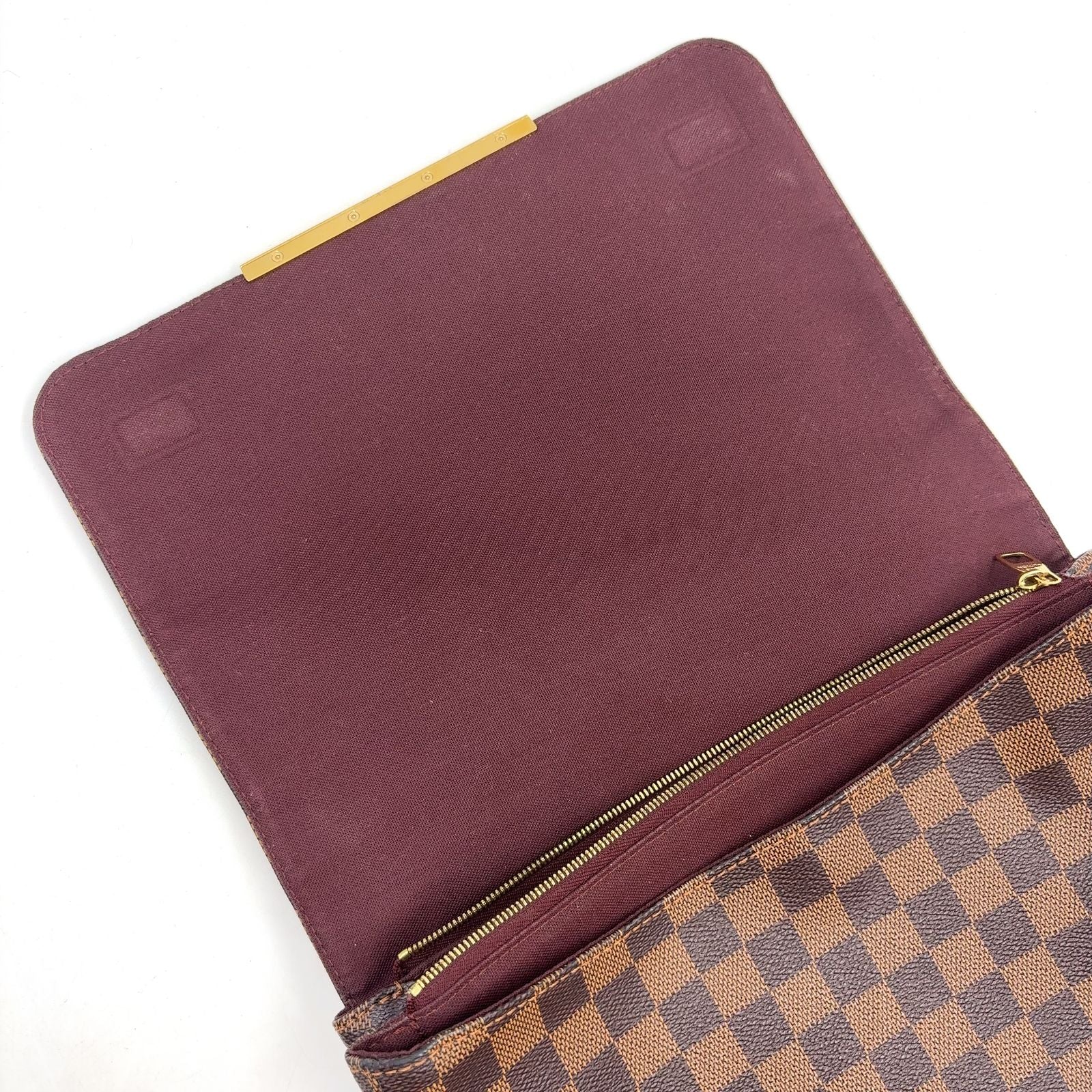 Louis Vuitton Hoxton GM Damier Ebene Leather Brown Shoulder Bag Gold — view 7
