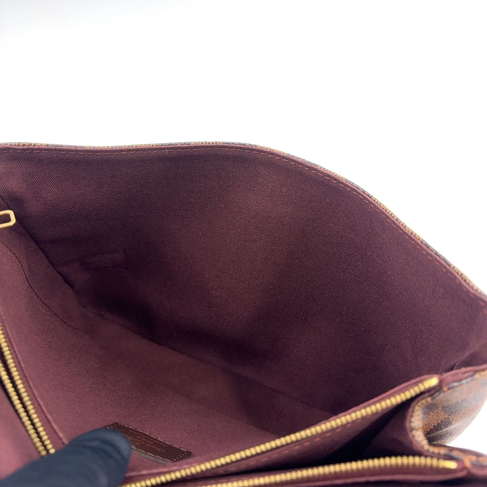 Louis Vuitton Hoxton GM Damier Ebene Leather Brown Shoulder Bag Gold — view 6