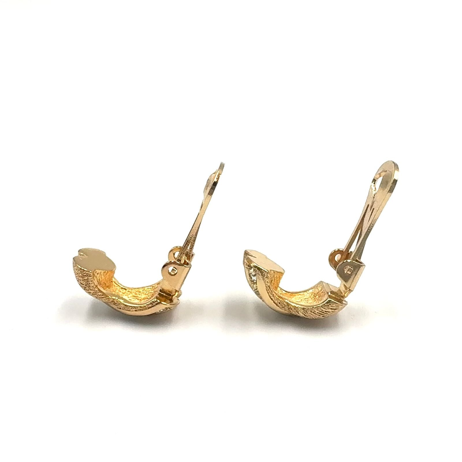 Dior Cross Rhinestone Color Stone Clear Gold Earrings — view 6