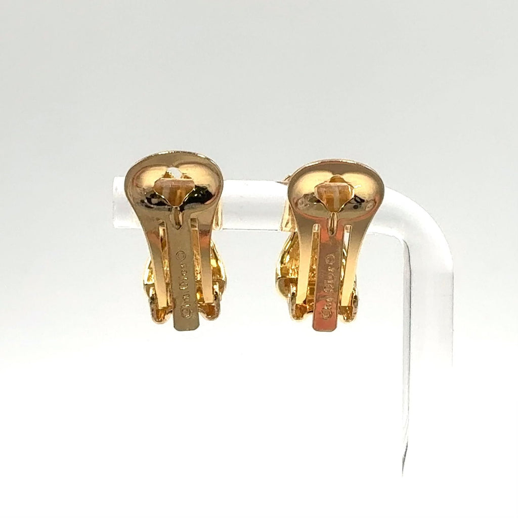 Dior Cross Rhinestone Color Stone Clear Gold Earrings — view 3