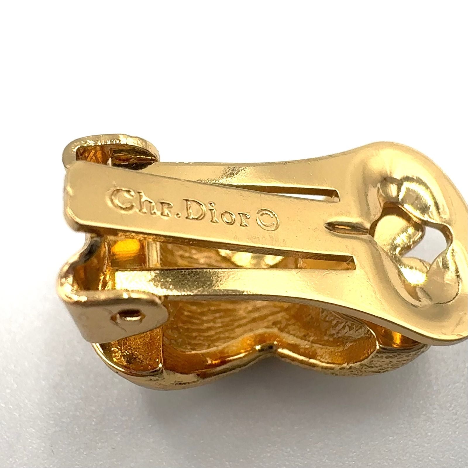 Dior Cross Rhinestone Color Stone Clear Gold Earrings — view 4