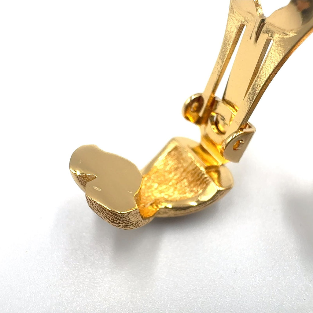 Dior Cross Rhinestone Color Stone Clear Gold Earrings — view 7