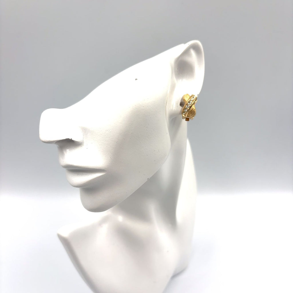 Dior Cross Rhinestone Color Stone Clear Gold Earrings — view 9