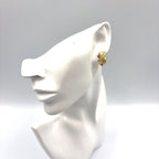 Dior Cross Rhinestone Color Stone Clear Gold Earrings — view 9